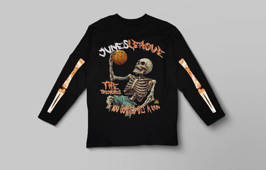 Junes League Skeleton Pattern Long Sleeve T-Shirt